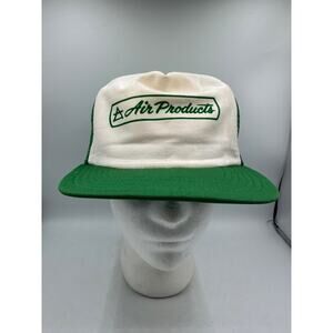 Vtg Air Products Hat Made USA Snapback Trucker Cap Mesh Green White